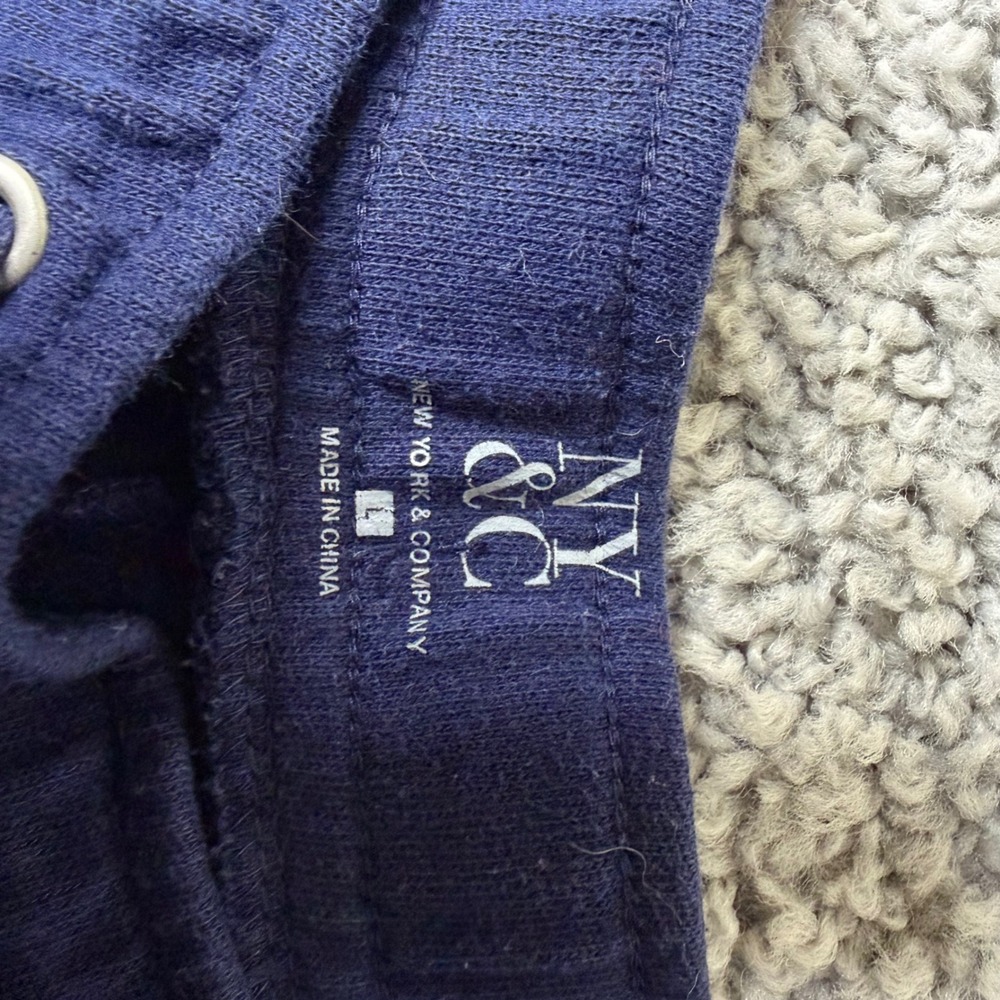 New York & Company Womens Navy Blue LOVE Graphic Jogger Sweatpants Size L - Picture 4 of 5